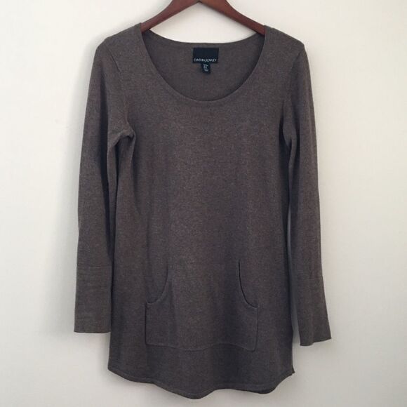 Cynthia Rowley brown scoop neck sweater tunic | Size Medium - Picture 1 of 8